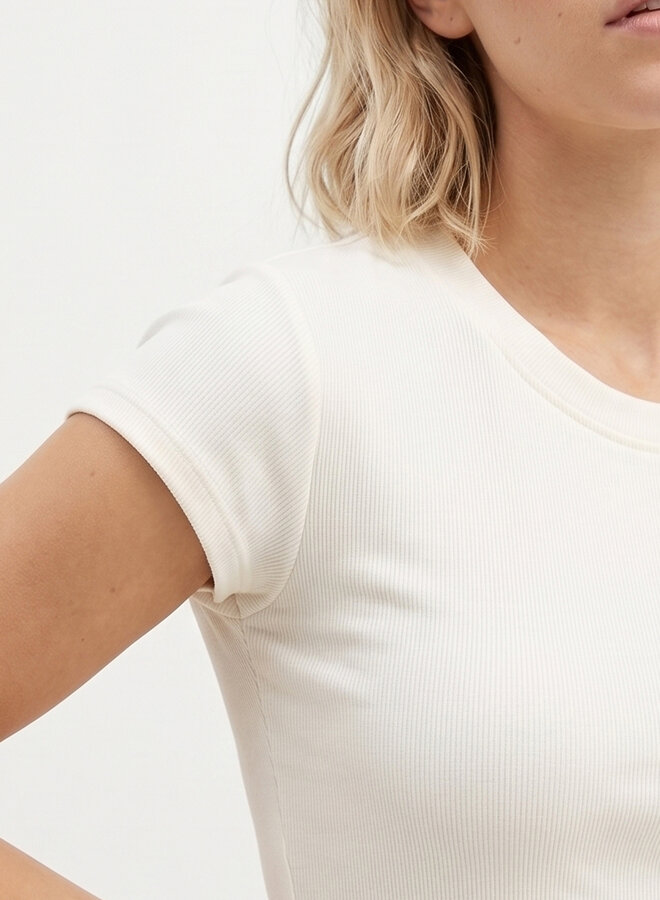Top beige stretch katoen