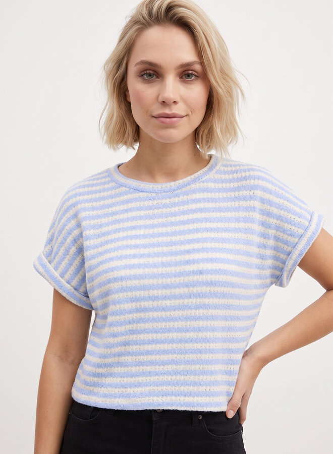 Knit top blauw gestreept