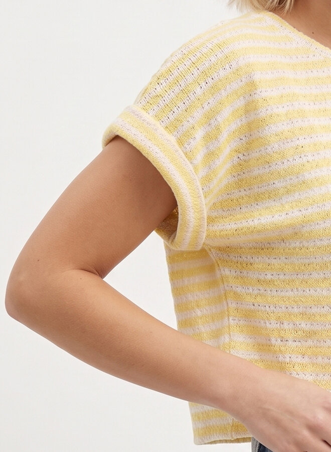 Knit top gestreept geel