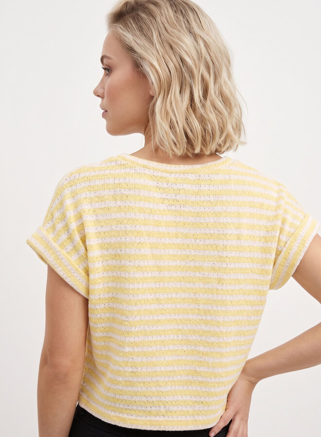 Knit top gestreept geel