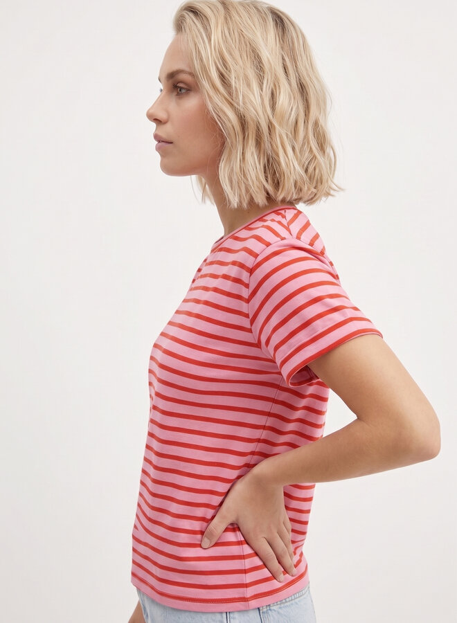 Gestreept shirt roze/rood