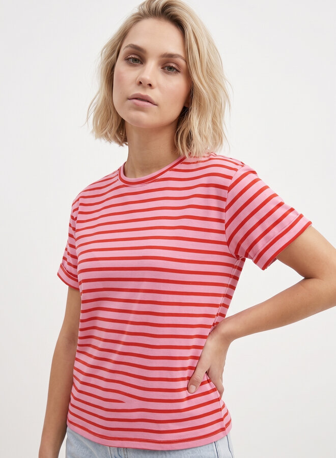 Gestreept shirt roze/rood