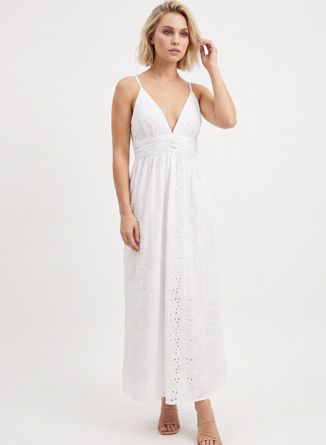 Maxi broderie jurk katoen Evi