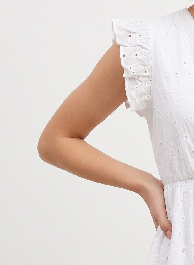 Broderie jurk katoen wit Saar