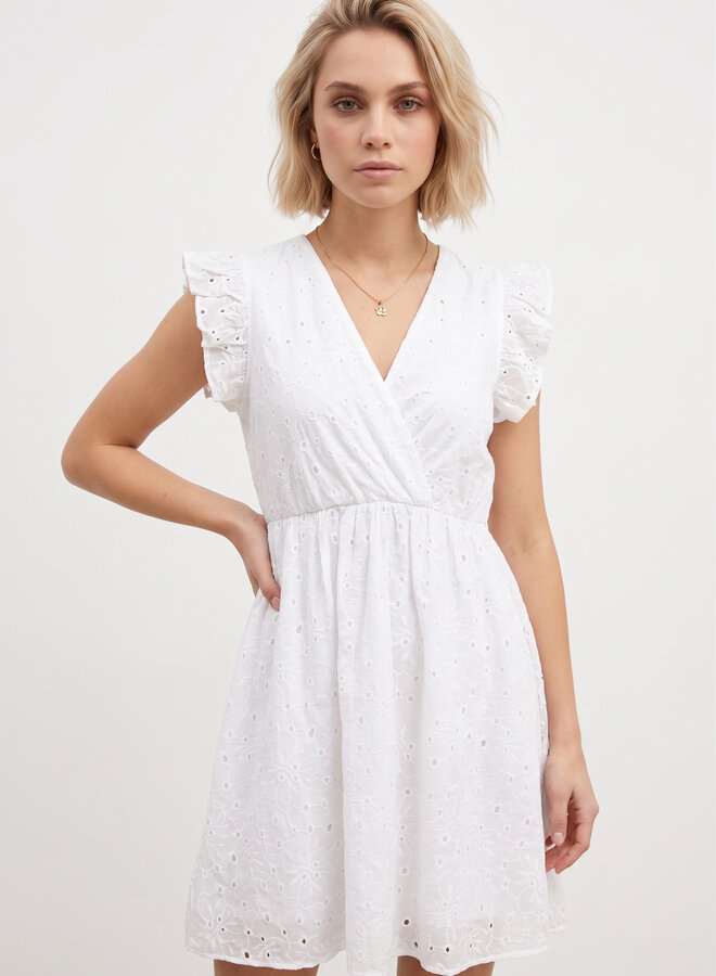 Broderie jurk katoen wit Saar