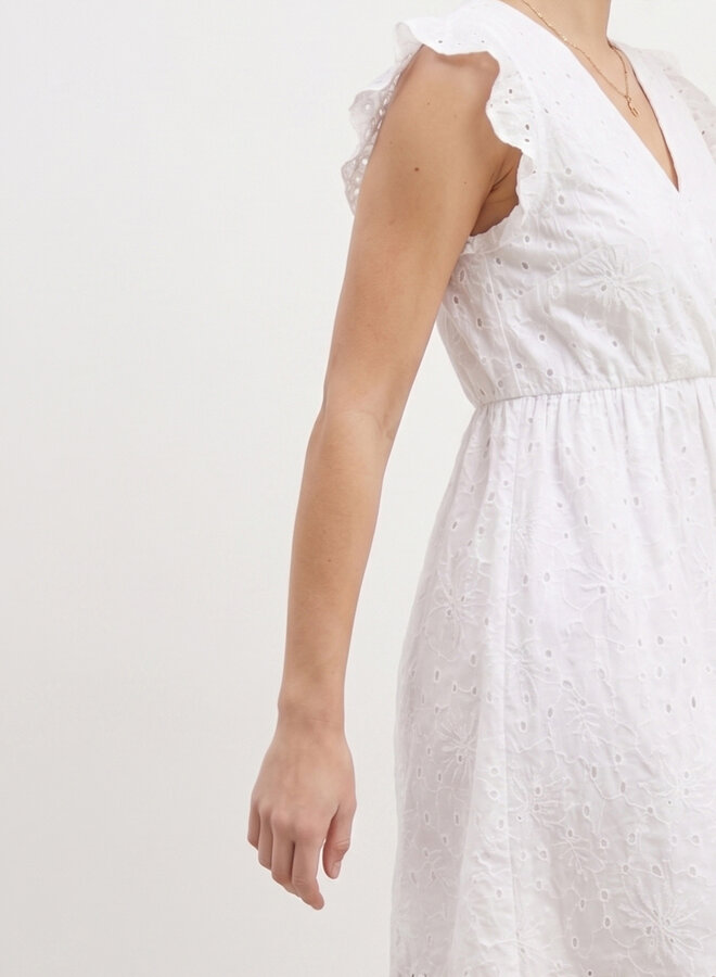 Broderie jurk katoen wit Saar