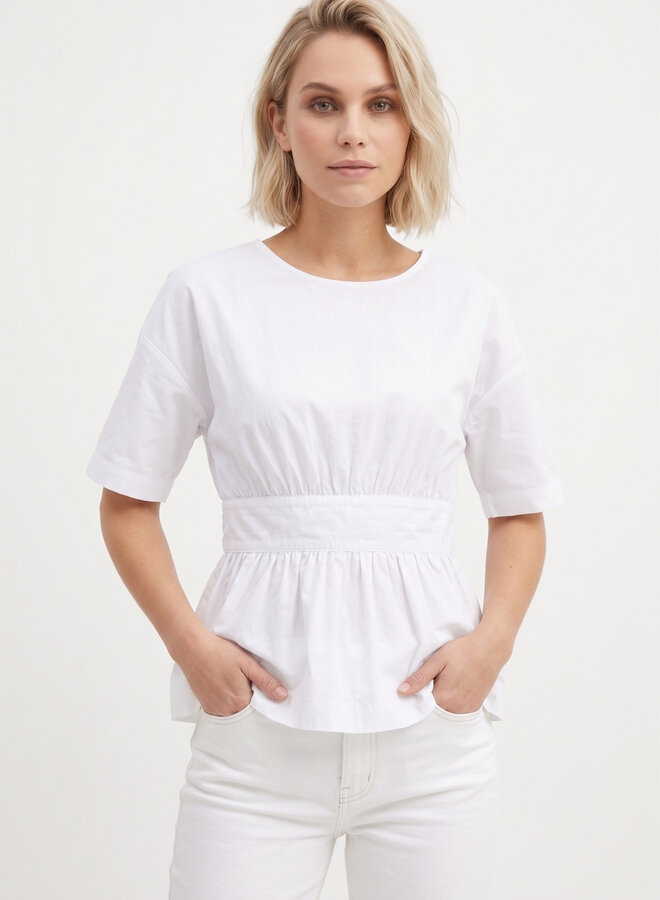 Katoenen blouse met strik wit