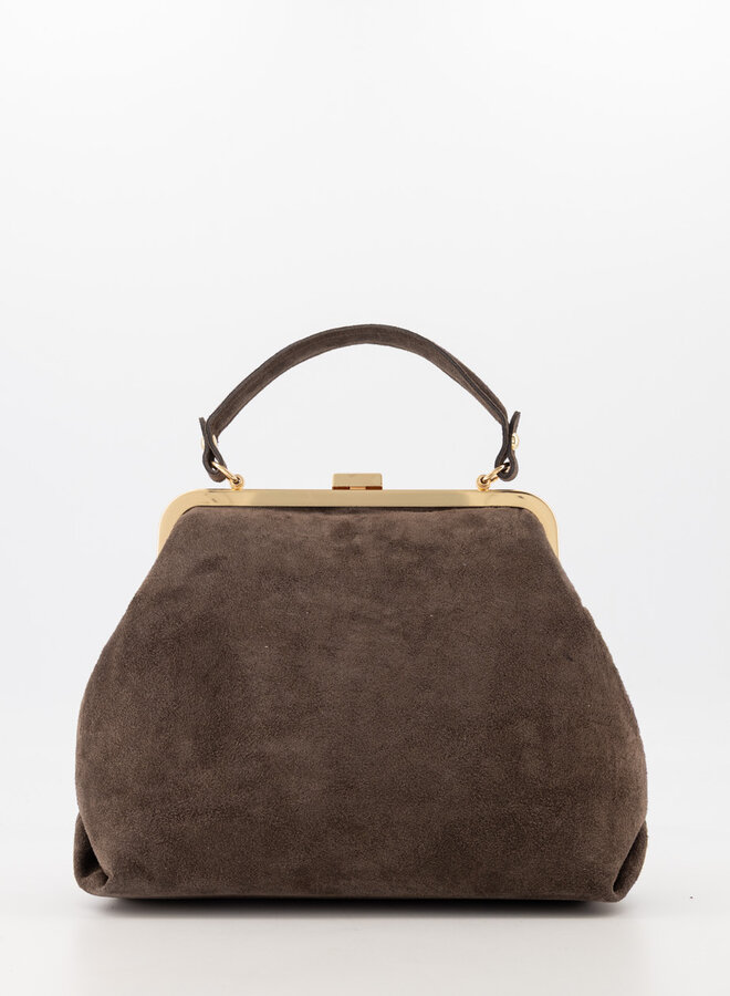 Leren tas met studs Chiara chocoladebrin