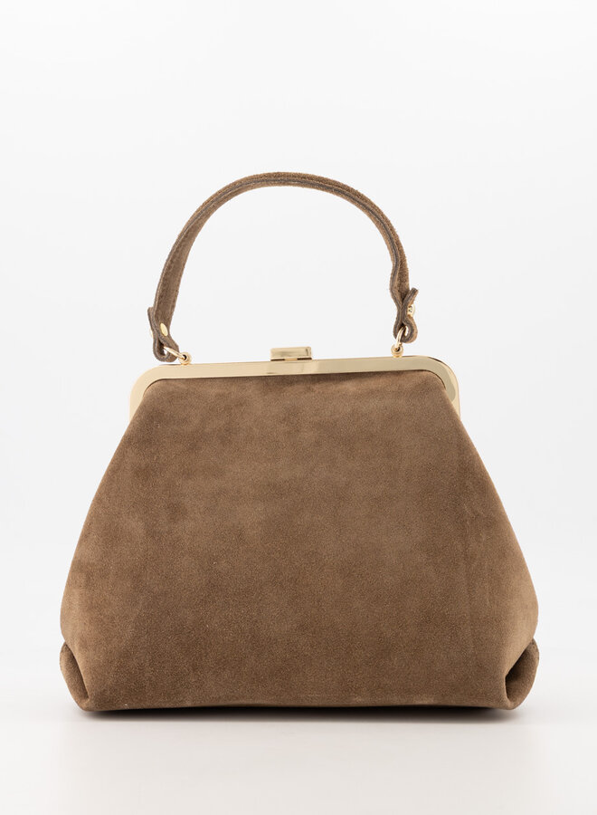 Leren tas met studs Chiara taupe