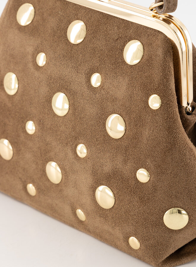 Leren tas met studs Chiara taupe