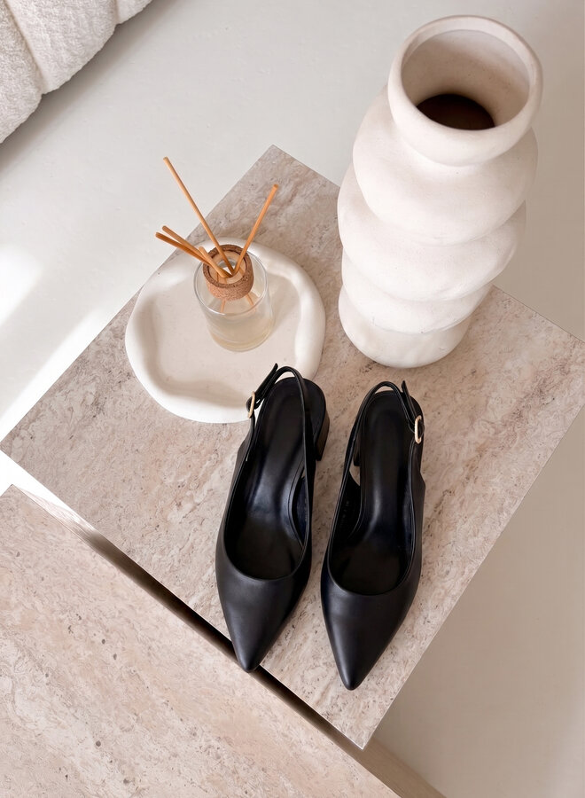 Slingback met blokhak zwart
