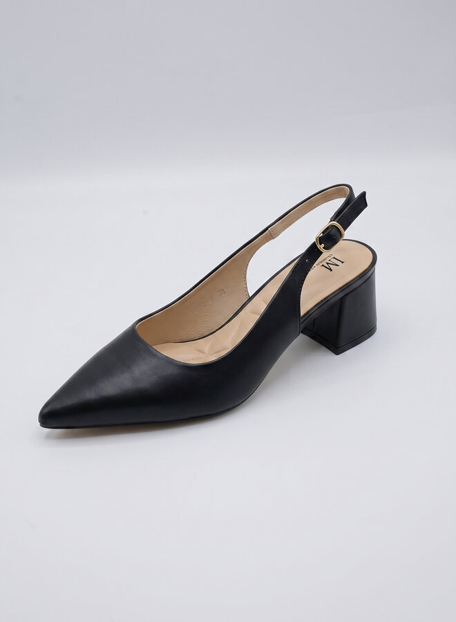 Slingback met blokhak zwart