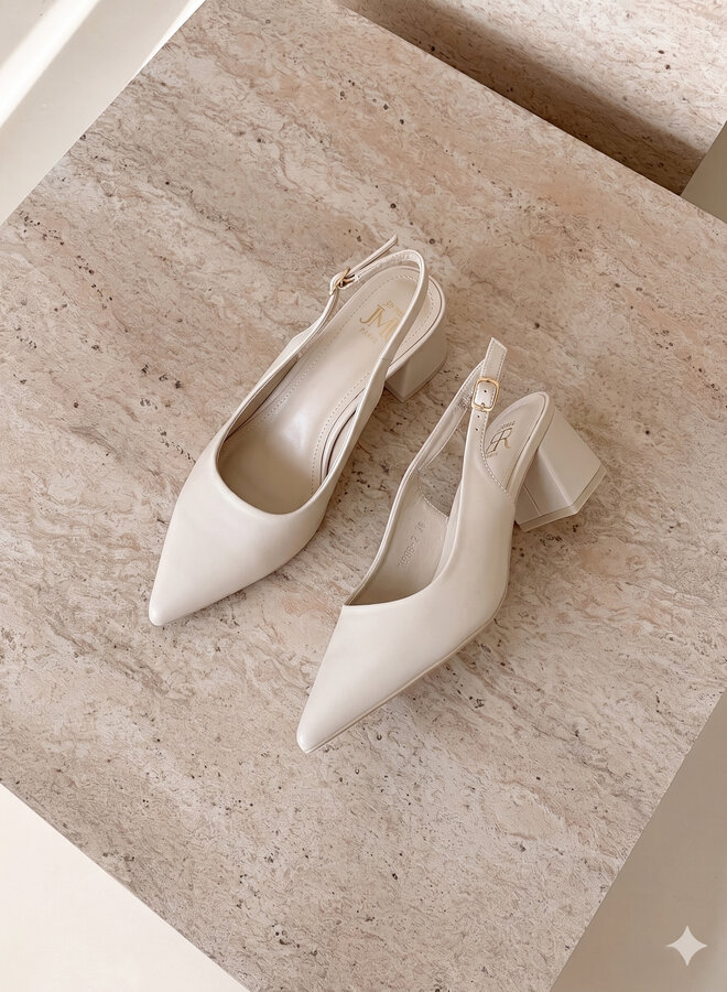 Slingback met blokhak beige