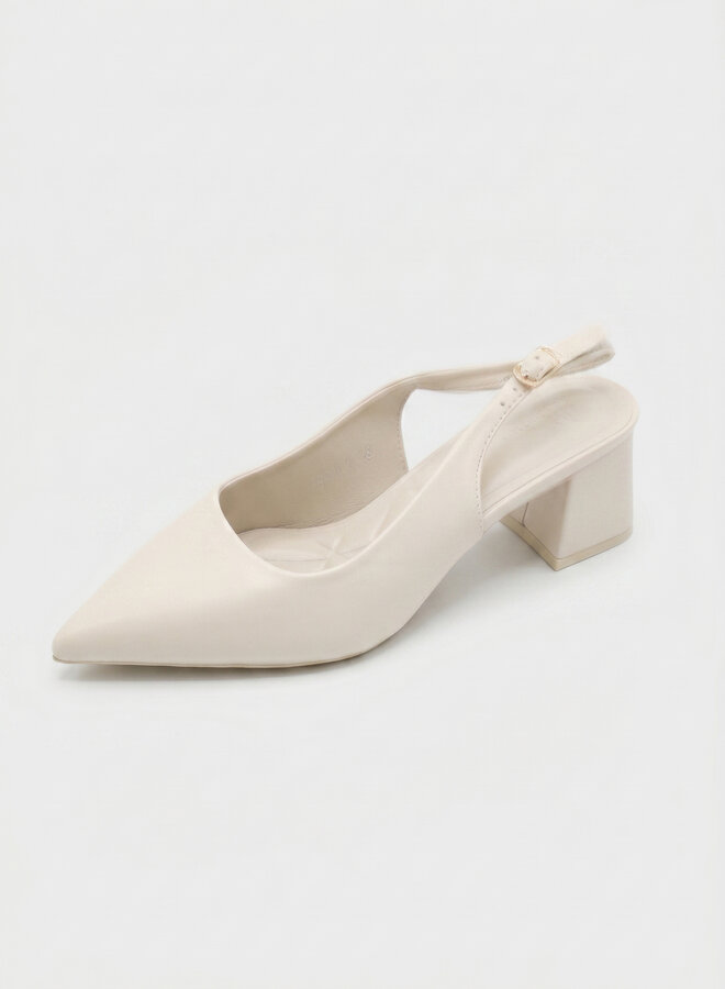 Slingback met blokhak beige
