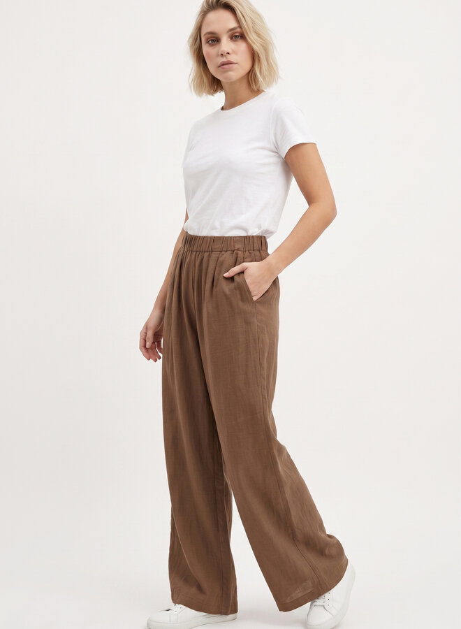 Pantalon viscose bruin
