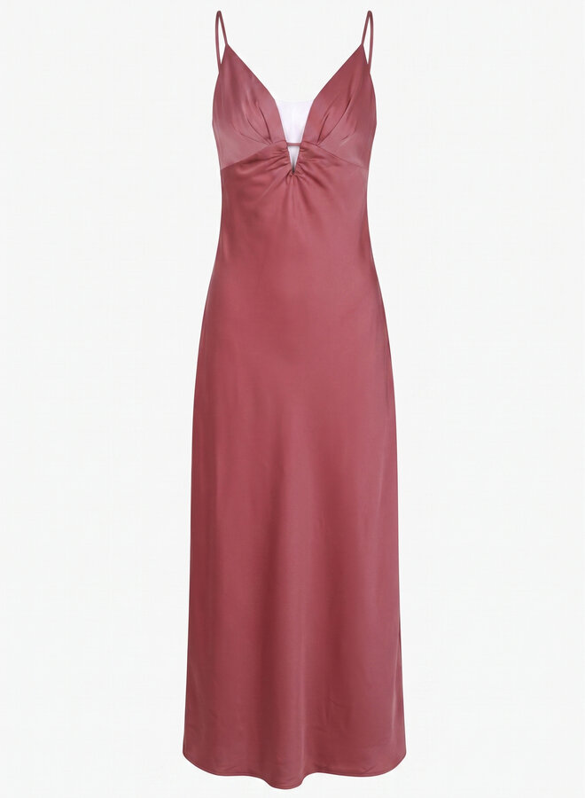Elegante satijnen jurk terracotta