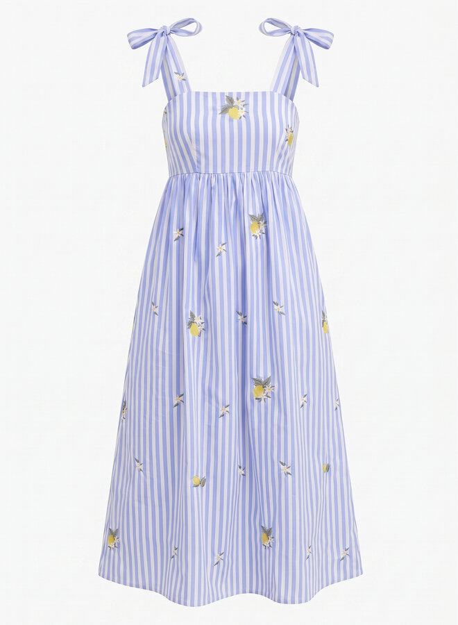 Gestreepte zomerjurk lemons blauw