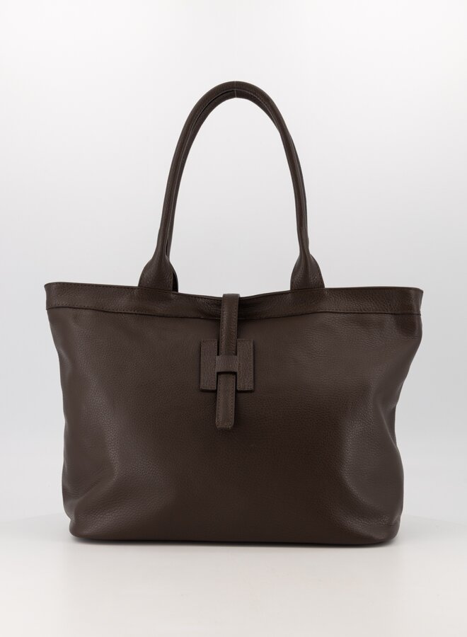 Leren tas Hermes dupe Hayla donkerbruin