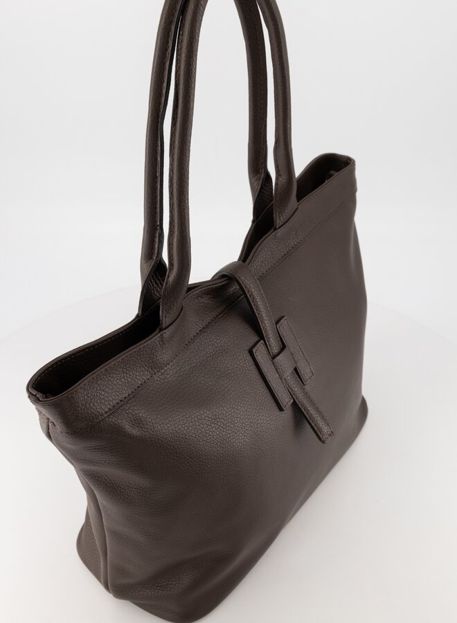 Leren tas Hermes dupe Hayla donkerbruin