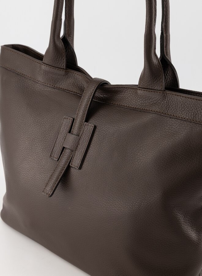 Leren tas Hermes dupe Hayla donkerbruin