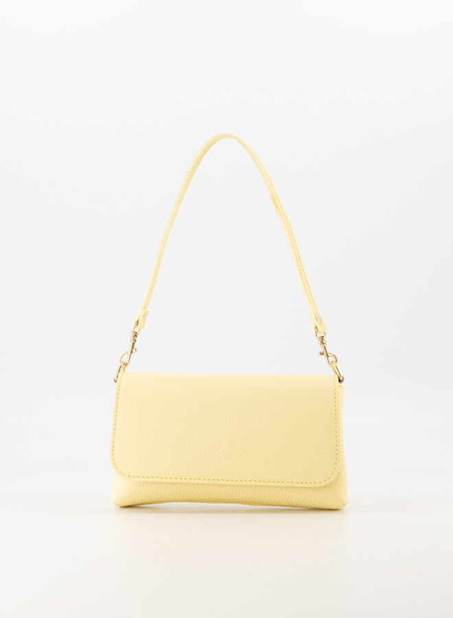 Leren schoudertas butteryellow Lara