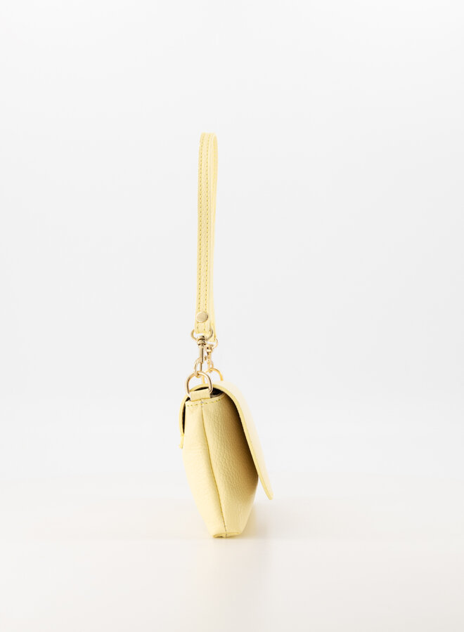 Leren schoudertas butteryellow Lara
