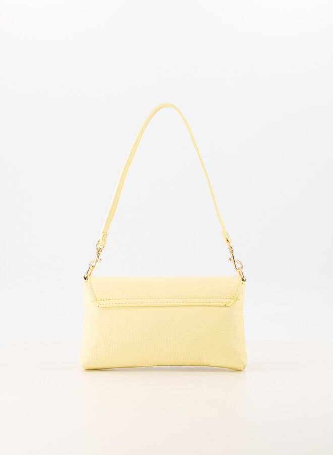 Leren schoudertas butteryellow Lara