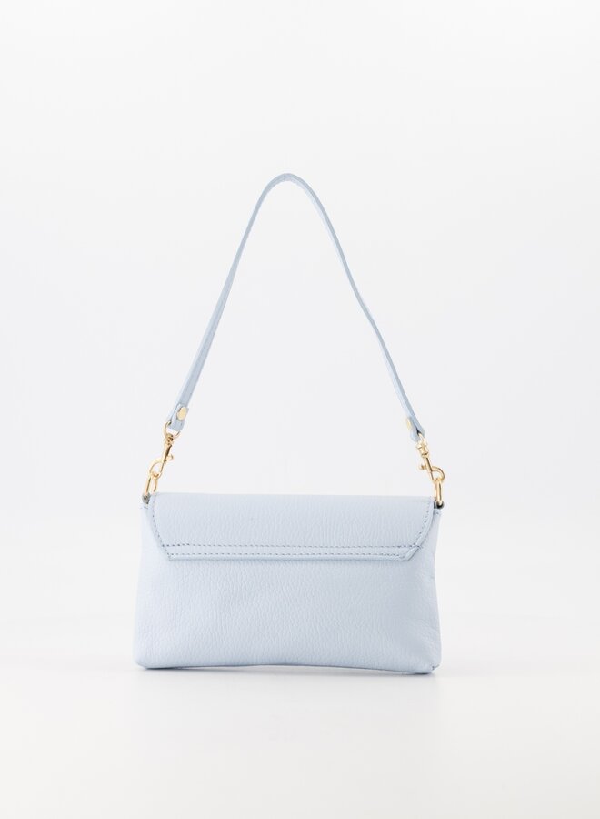 Leren schoudertas babyblauw Lara