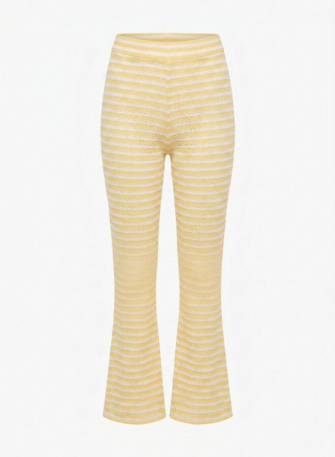 Knit broek gestreept geel
