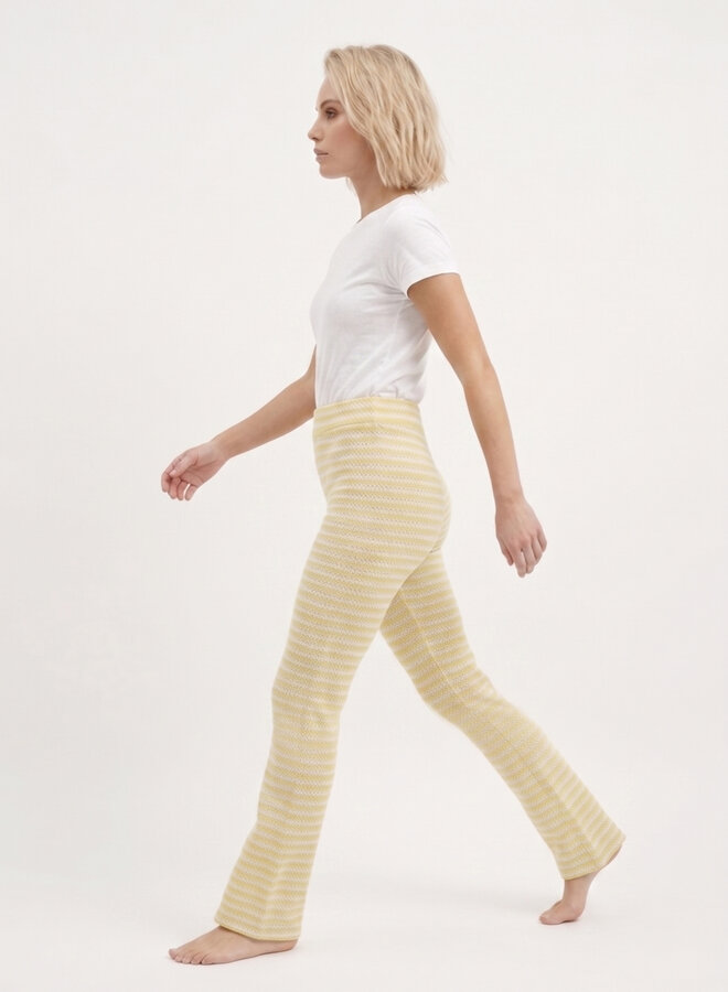 Knit broek gestreept geel