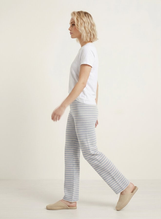 Knit broek gestreept blauw