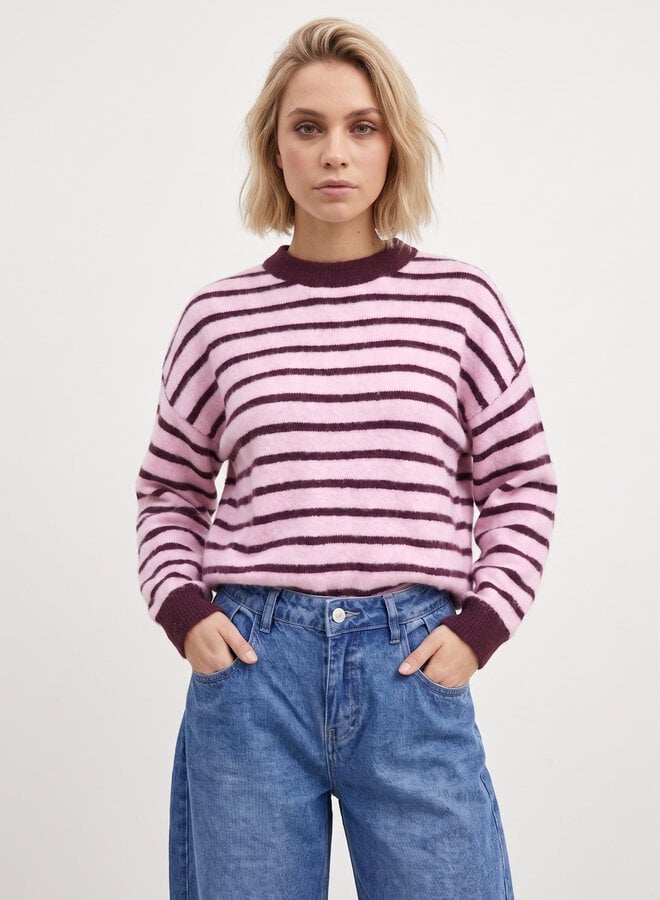 Gestreepte trui Sabine roze bordeaux