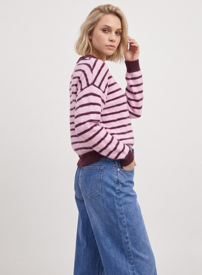 Gestreepte trui Sabine roze bordeaux