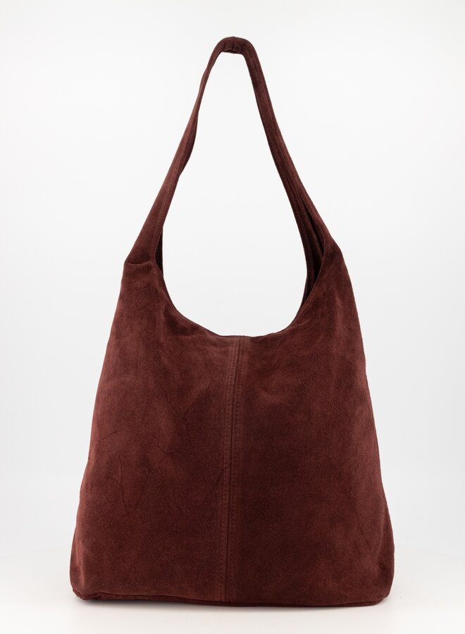 Shopper tas suede bordeaux