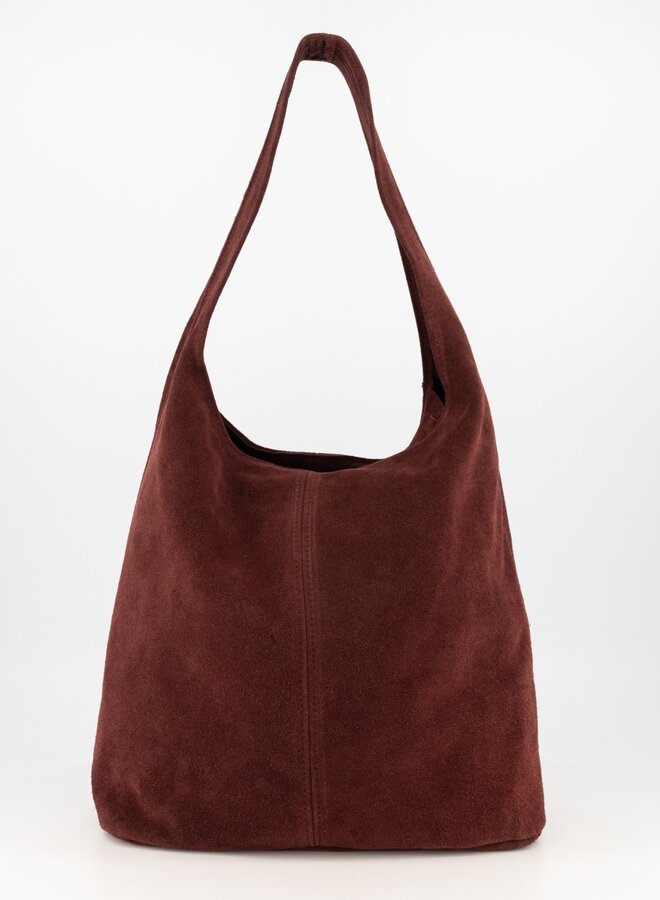 Shopper tas suede bordeaux
