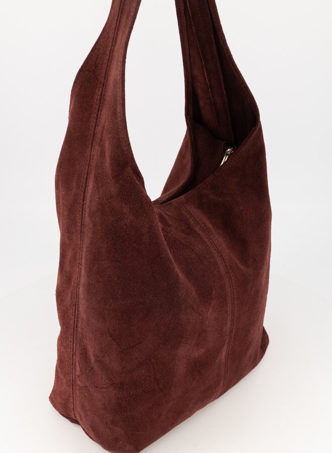 Shopper tas suede bordeaux