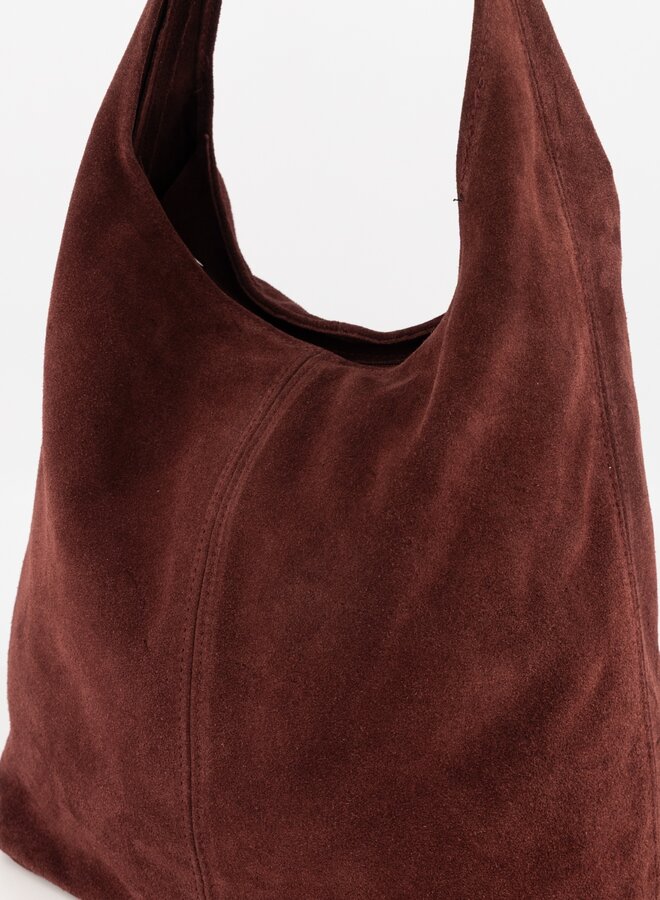 Shopper tas suede bordeaux