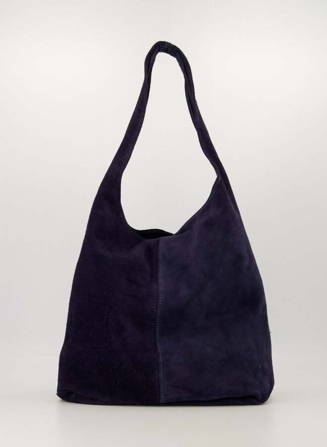 Shopper tas suede donkerblauw