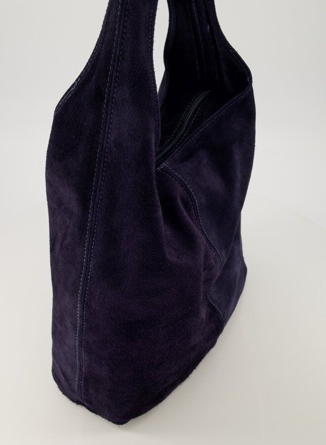 Shopper tas suede donkerblauw