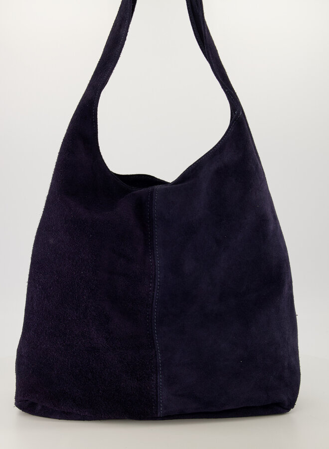 Shopper tas suede donkerblauw