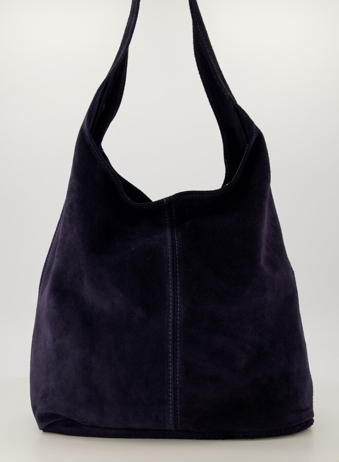 Shopper tas suede donkerblauw