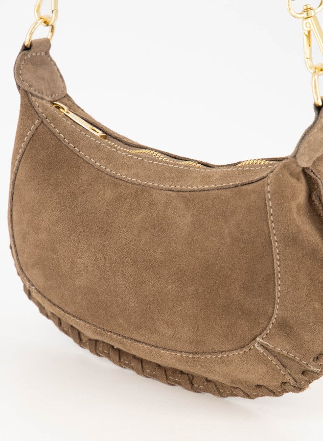Schoudertas suede Haylina taupe