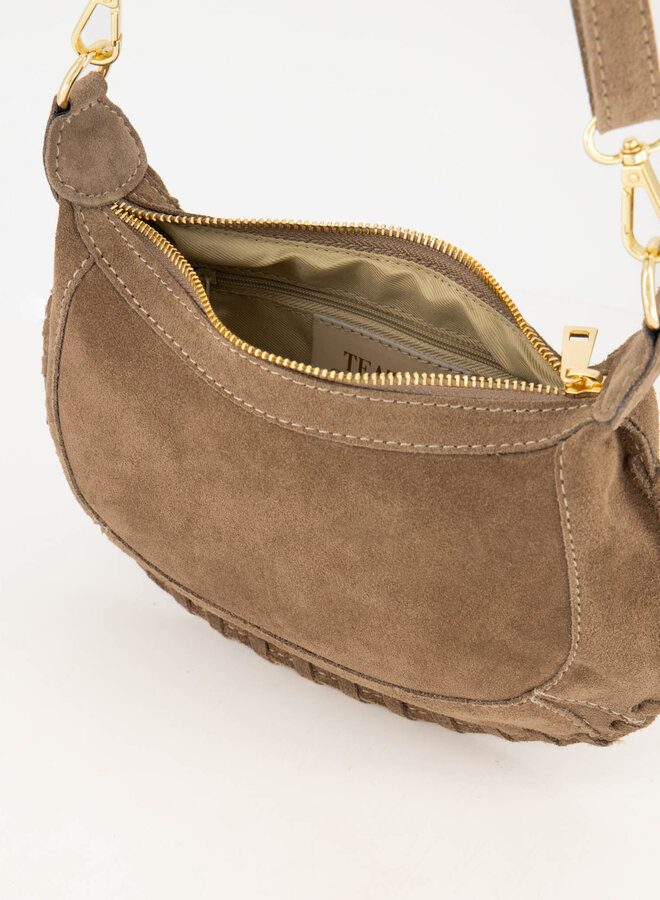 Schoudertas suede Haylina taupe