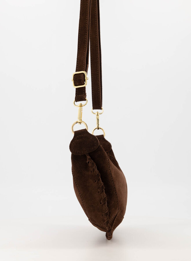 Schoudertas suede Haylina donkerbruin
