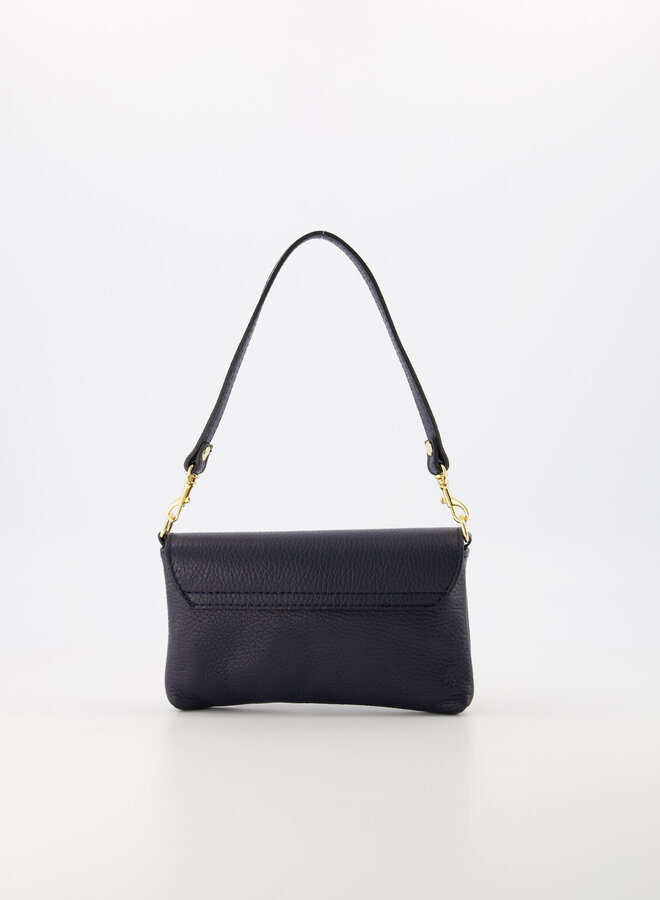Leren schoudertas donkerblauw Lara