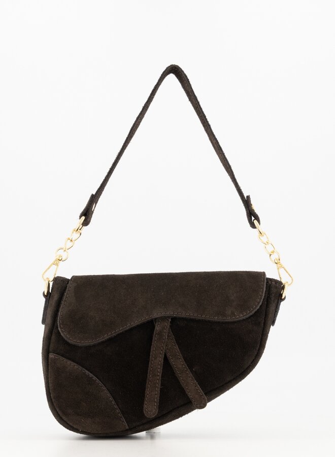 Leren tas suede Gigi donkerbruin