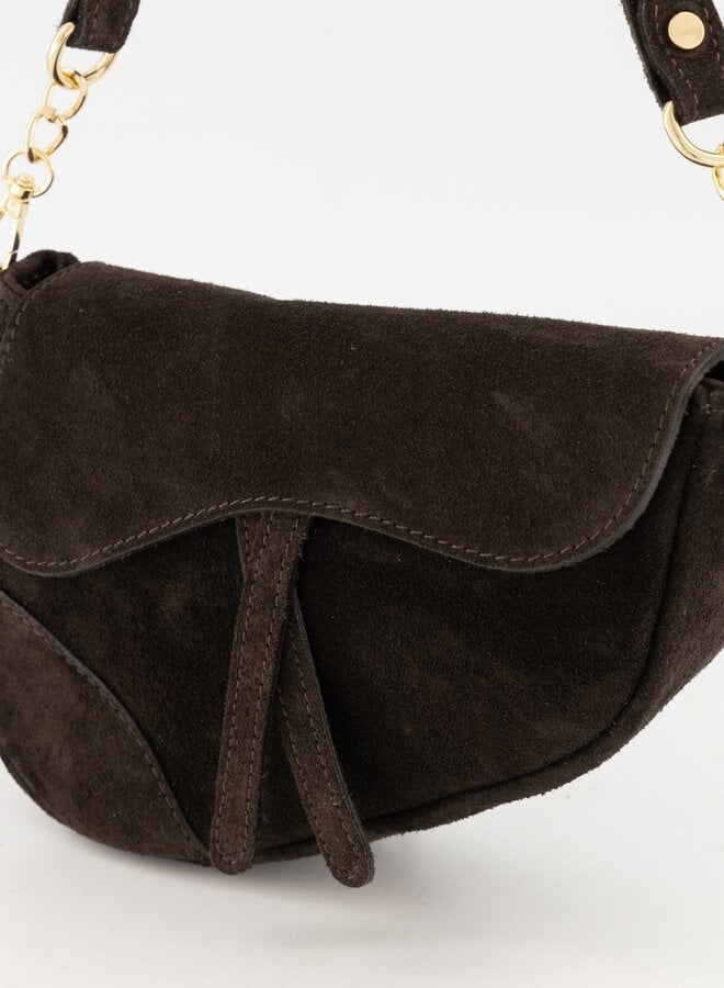 Leren tas suede Gigi donkerbruin