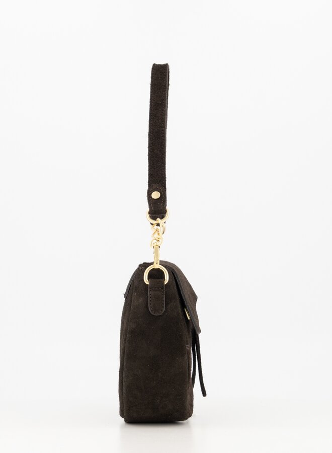Leren tas suede Gigi donkerbruin