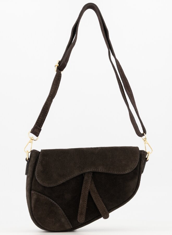 Leren tas suede Gigi donkerbruin