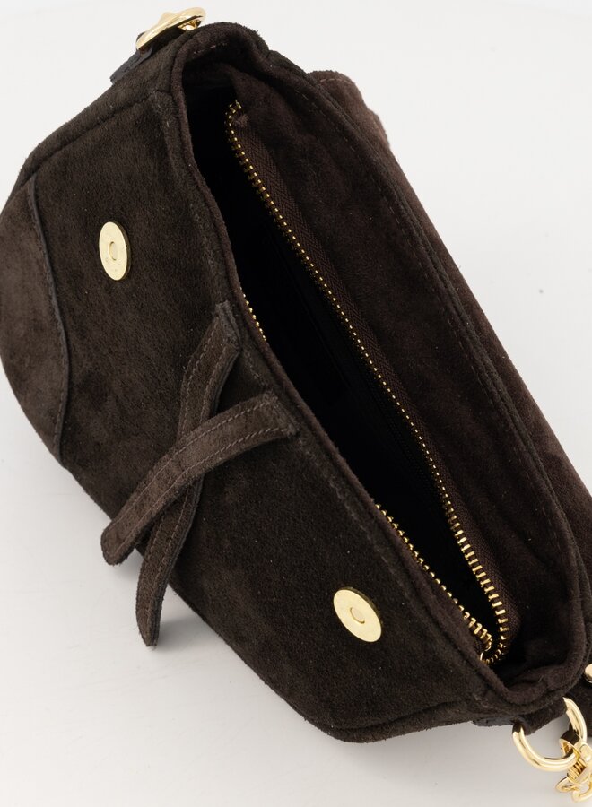 Leren tas suede Gigi donkerbruin